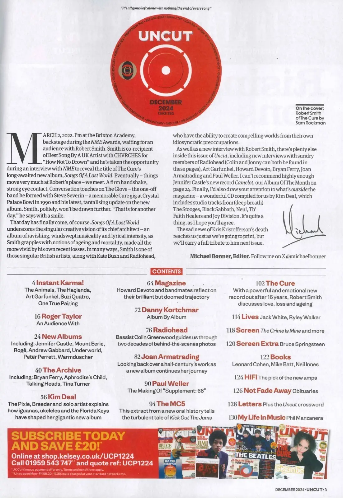 Uncut Magazine: Free CD, Robert Smith, Cure, Paul Weller, Radiohead, Dec 2024 - image 2 | Free standard UK delivery included | Discount Quality Products