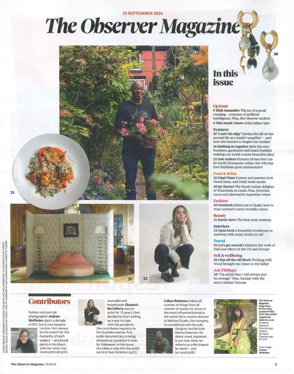 Observer Magazine: Davina McCall, Julian Opie, Lindsay Duncan, Fashion, 15.9.24 - image 2 | Free standard UK delivery included | Discount Quality Products