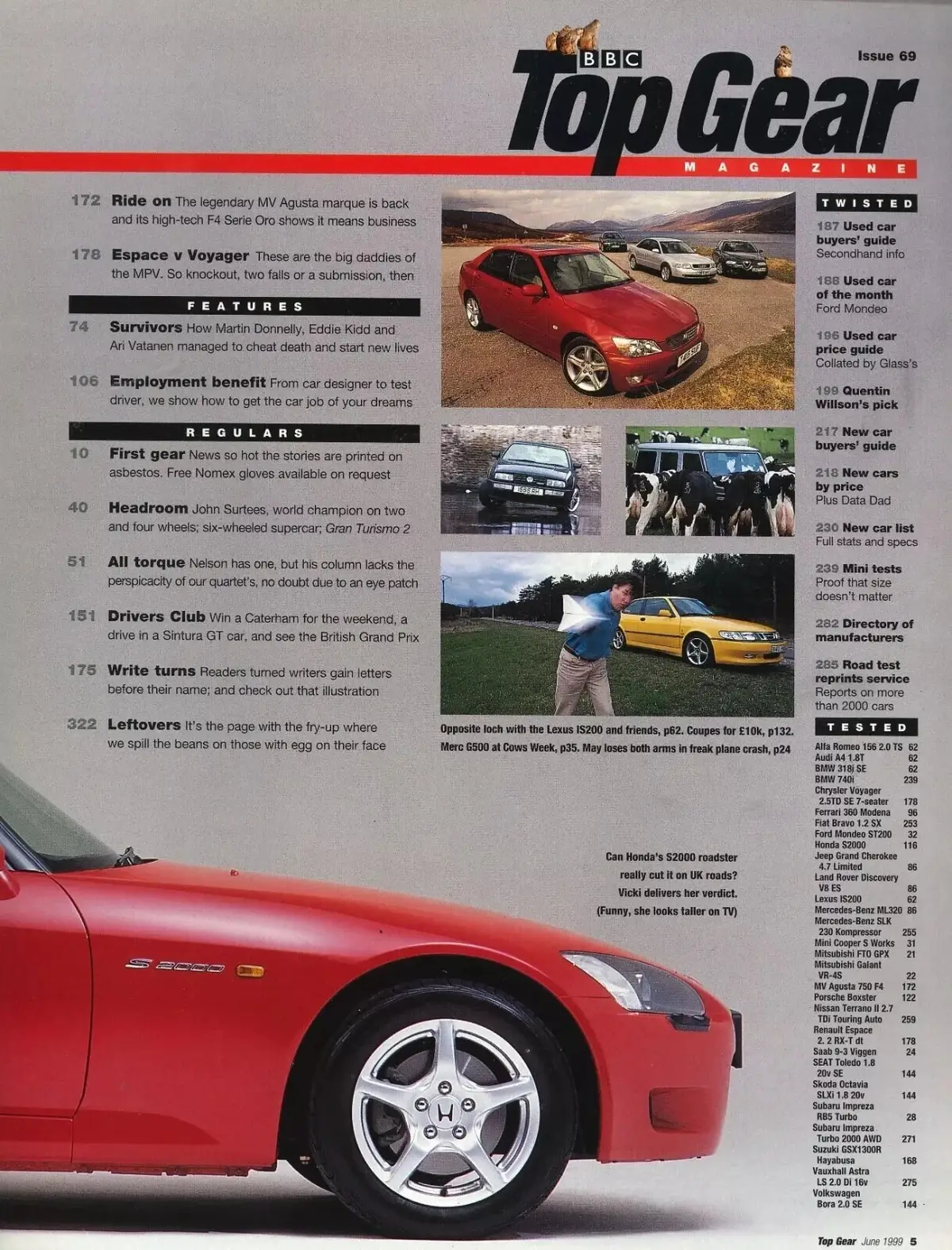 BBC Top Gear Magazine: Issue #69, Honda S2000, Ferrari 360 Modena, June 1999 - image 3 | Free standard UK delivery included | Discount Quality Products