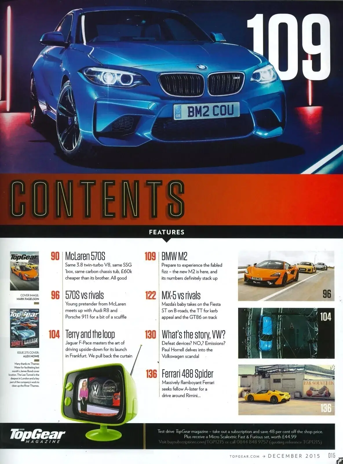 BBC Top Gear Magazine Issue #276, McLaren 570S, BMW X2, Ferrari Spider, Dec 2015 - image 2 | Free standard UK delivery included | Discount Quality Products