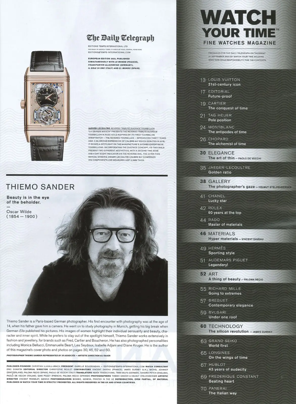 Daily Telegraph's Watch Your Time Magazine: Fine Watches, Rolex, etc., 21.9.23 - image 2 | Free standard UK delivery included | Discount Quality Products