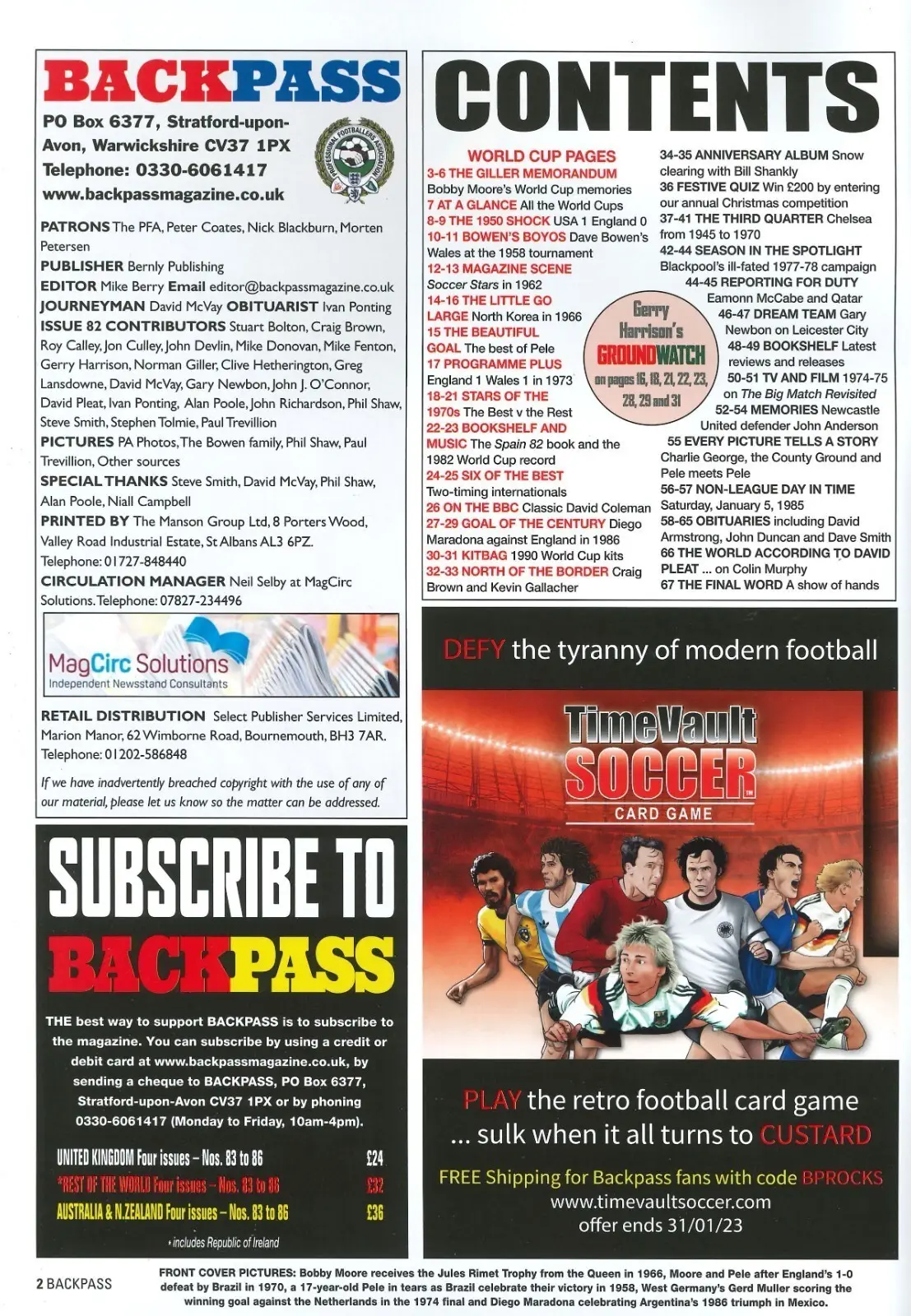 Backpass Magazine Issue 82, Maradona, Bobby Moore, Retro Football World Cup 2022 - image 2 | Free standard UK delivery included | Discount Quality Products