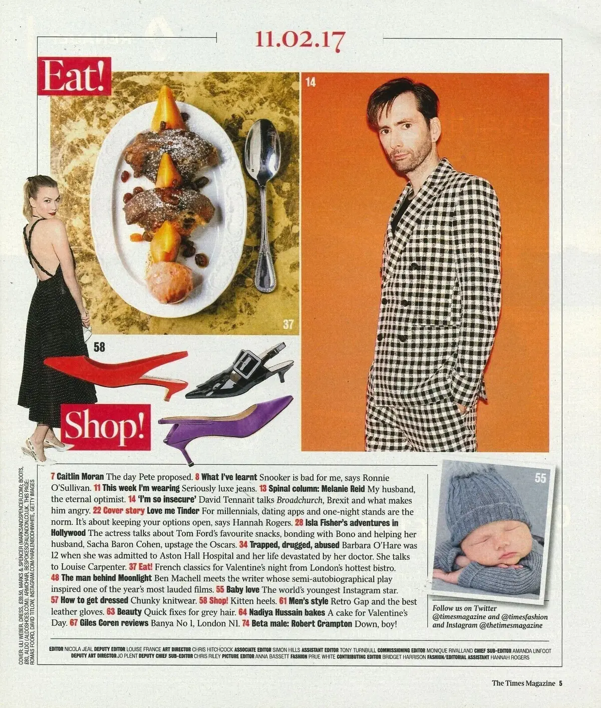 Times Magazine: David Tennant, Ronnie O'Sullivan, Isla Fisher, G. Coren, 11.2.17 - image 2 | Free standard UK delivery included | Discount Quality Products