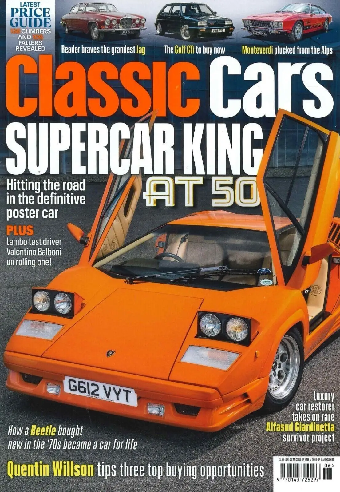 Classic Cars Magazine: Lambo Countach, Jaguar 420G, Quentin Willson, June 2024