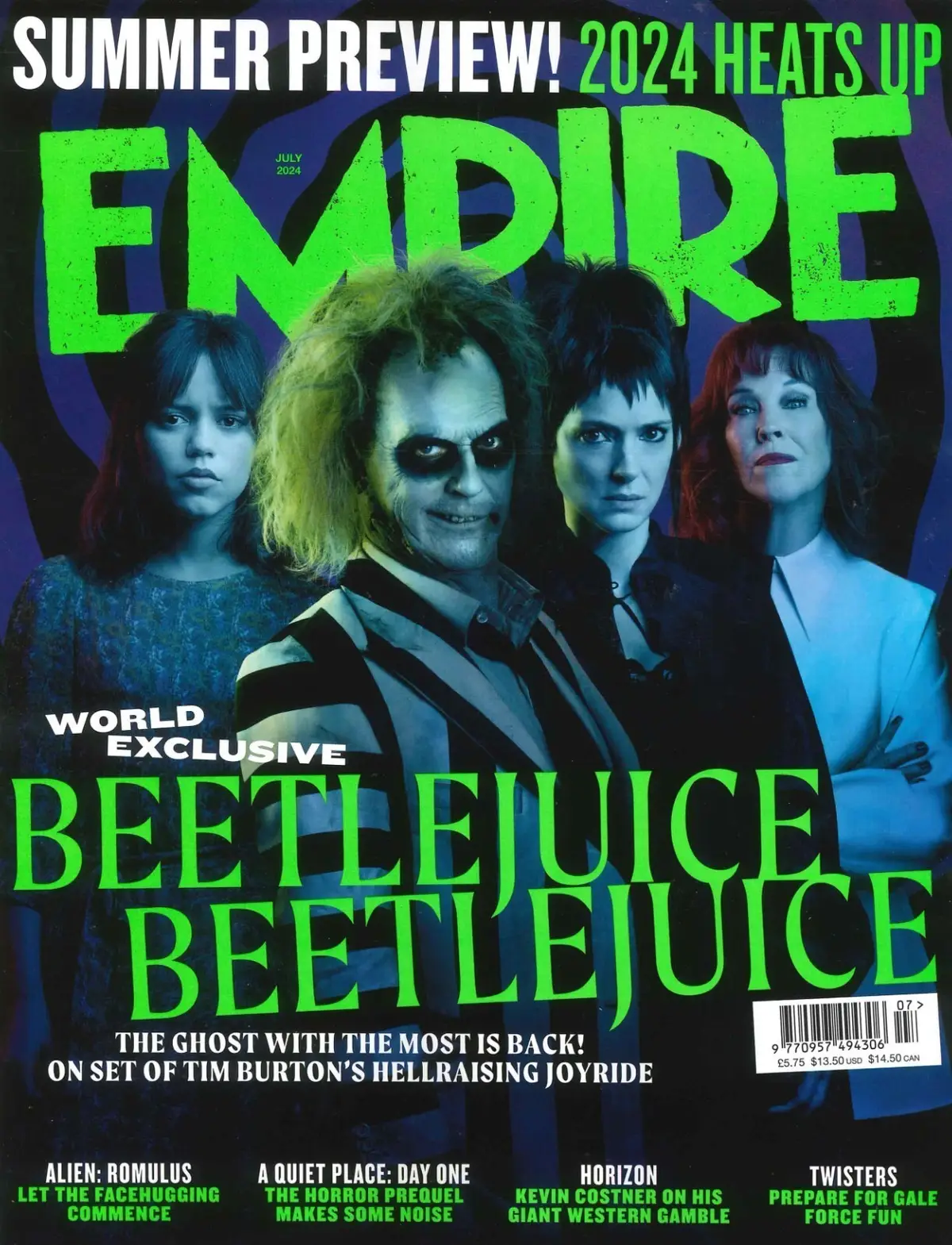 Empire Magazine: Beetlejuice, Tim Burton, Michael Keaton, J. Ortega, July 2024