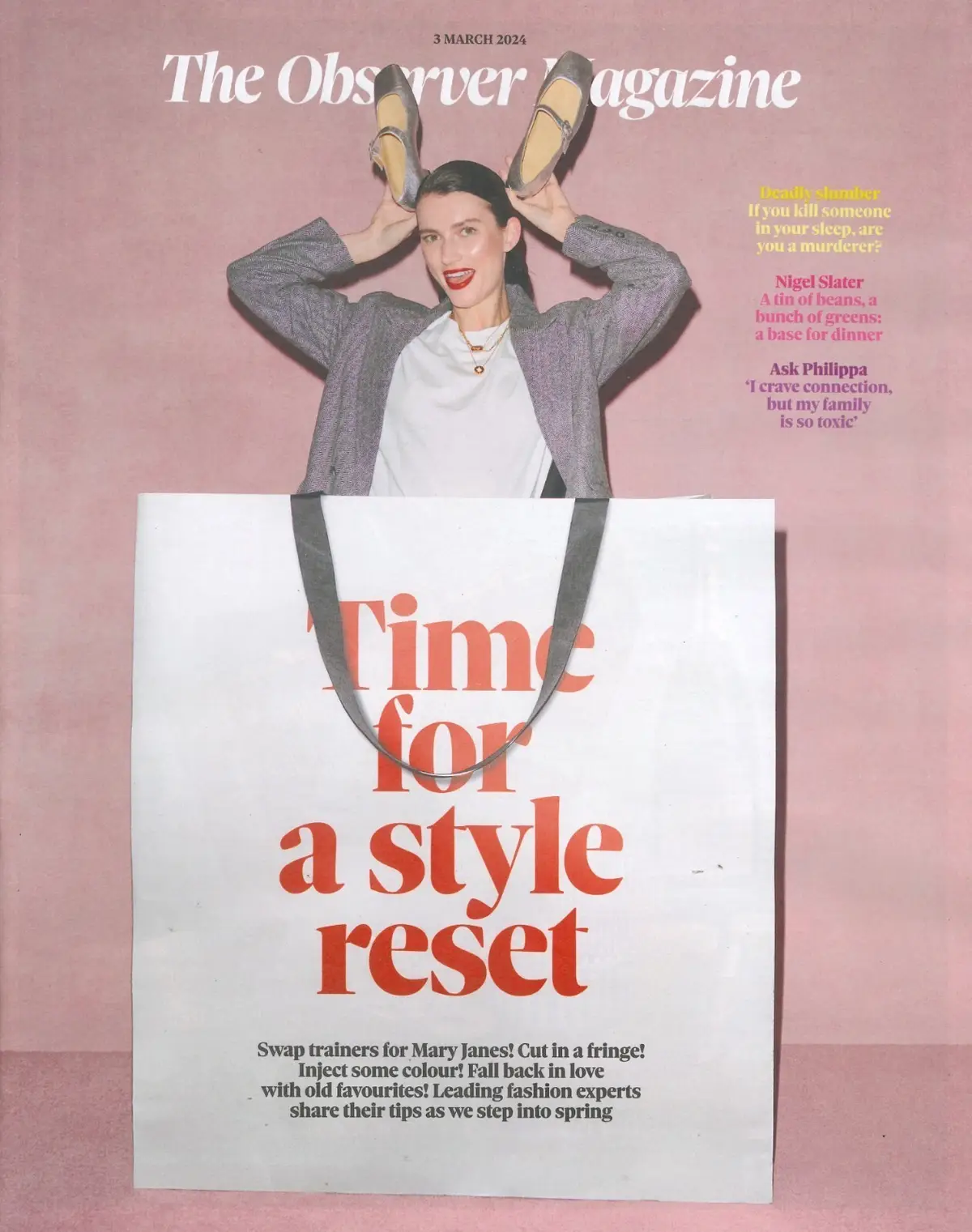 Observer Magazine: Ben Kingsley, Samantha Bond, Nigel Slater, Fashion, 3.3.24