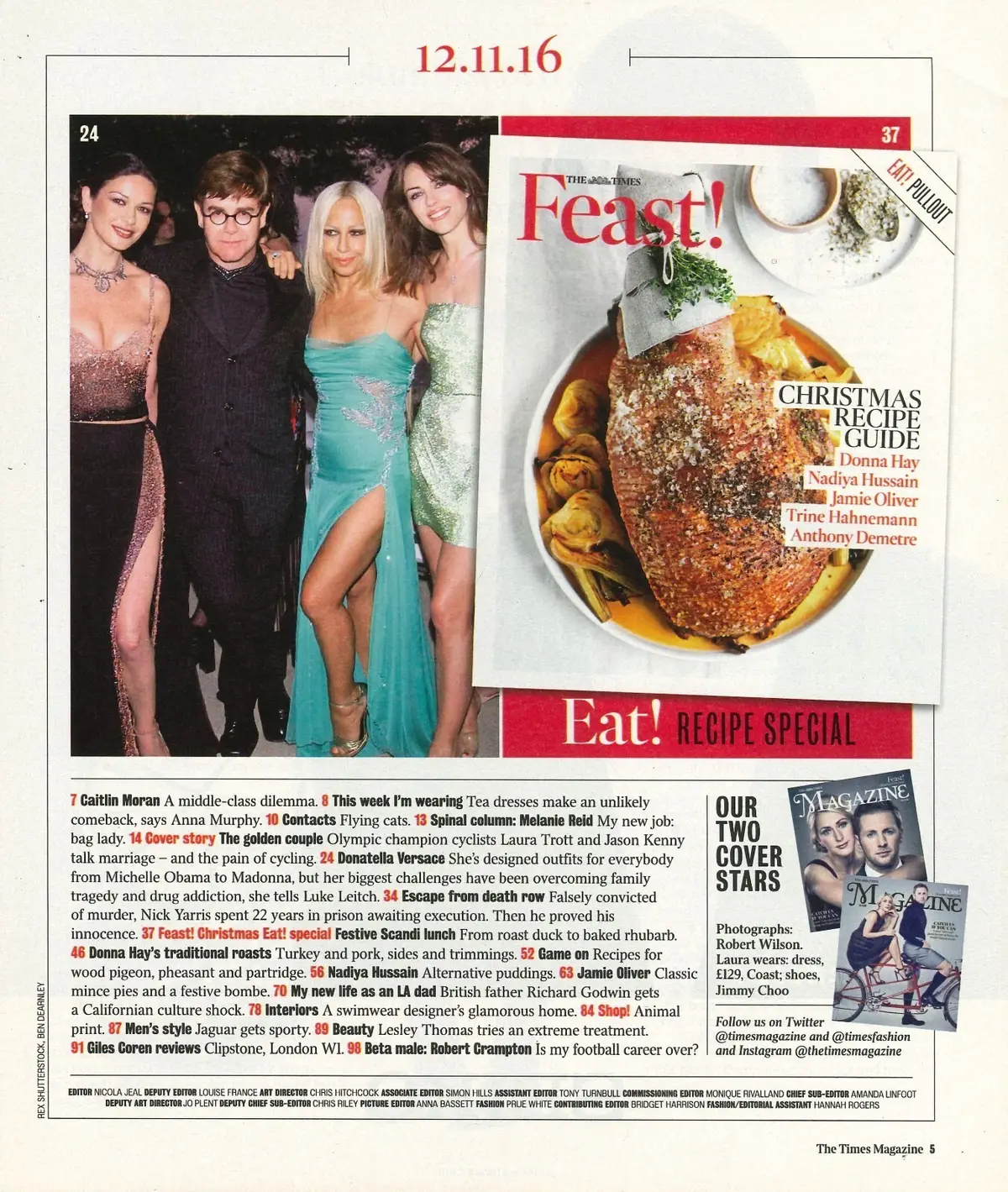 Times Magazine Laura Trott Jason Kenny, Donatella Versace, Jamie Oliver 12.11.16 - image 2 | Free standard UK delivery included | Discount Quality Products