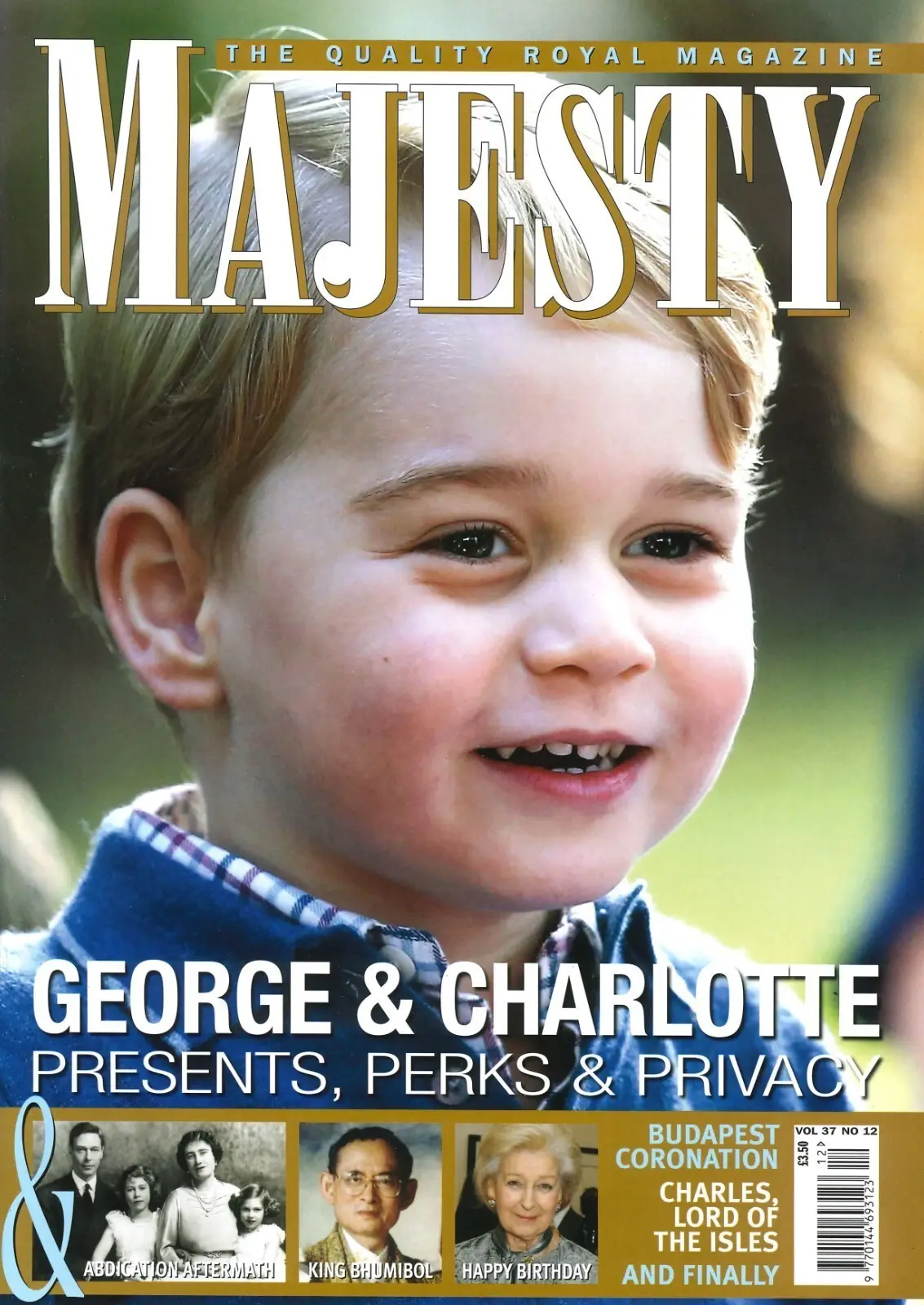 Majesty Magazine, Prince George, Princess Charlotte, King Charles III, Dec 2016
