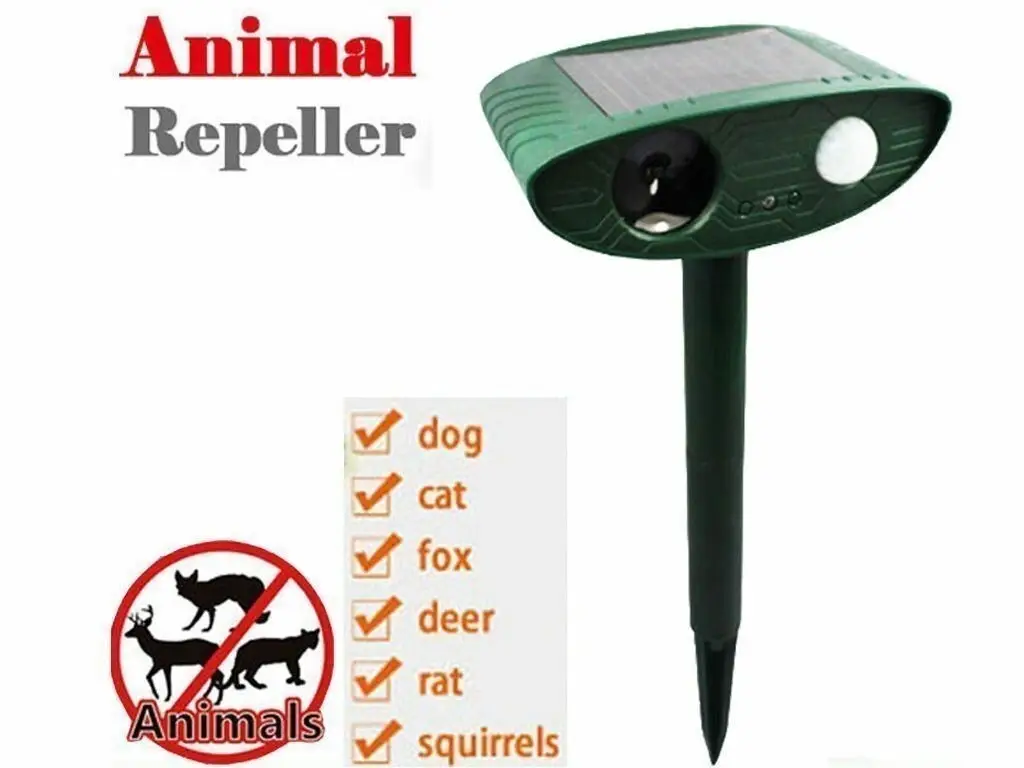 Solar Animal Rodent Ultrasonic Repeller Cat Dog Pest Deterrent PIR Motion Sensor