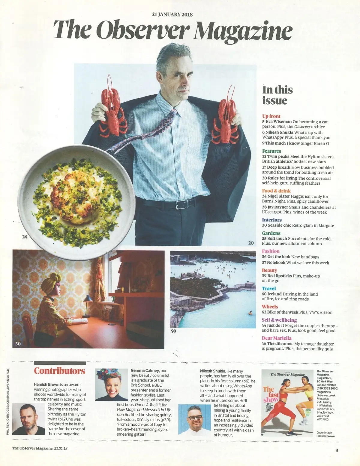 Observer Magazine, Hylton Twins, Karen O, Nikesh Shukla, Nigel Slater 21.1.18 - image 2 | Free standard UK delivery included | Discount Quality Products