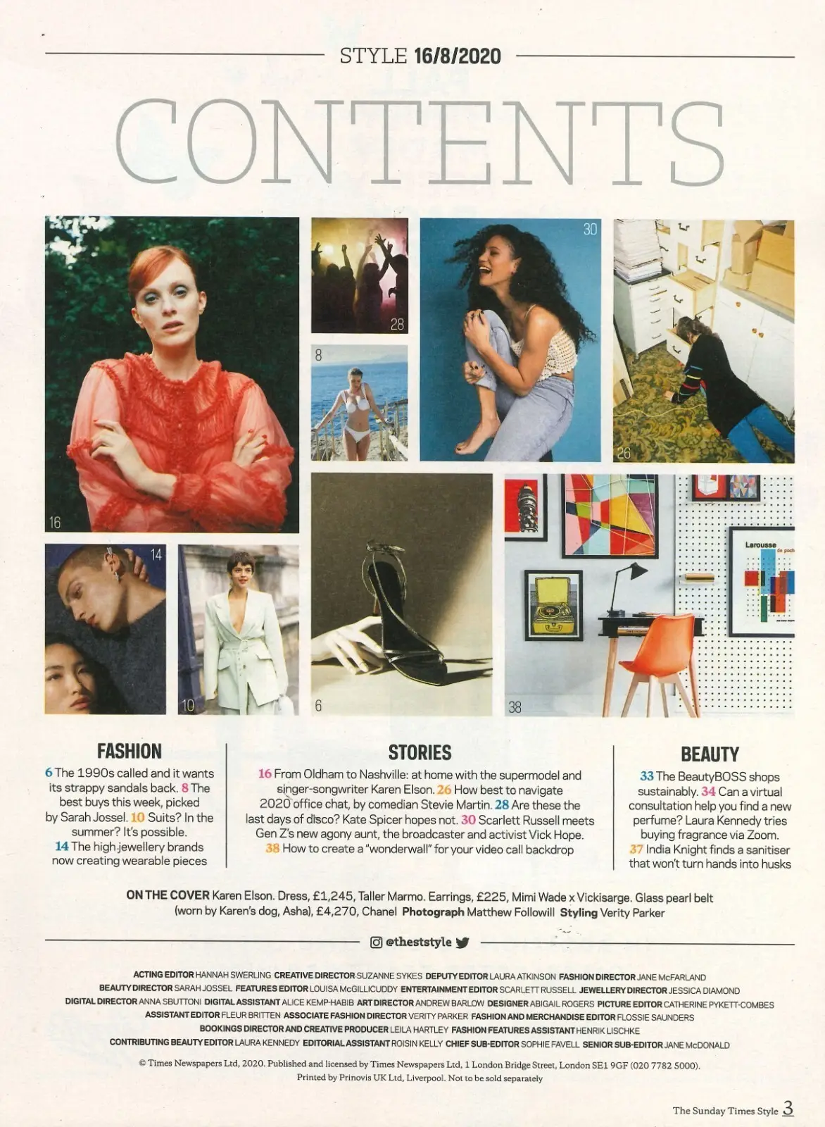 Sunday Times Style Magazine, Karen Elson, Stevie Martin, Vick Hope, 16.8.20 - image 2 | Free standard UK delivery included | Discount Quality Products