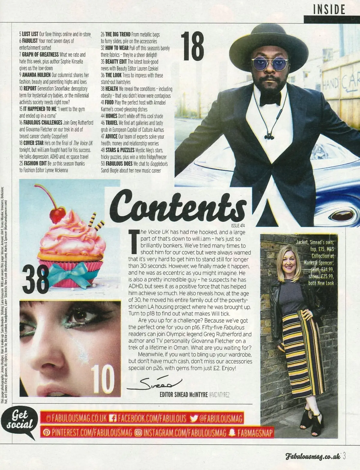 Fabulous Magazine: Will.i.am, Sophie Kinsella, Amanda Holden, S.Bogle, 2.4.17 - image 2 | Free standard UK delivery included | Discount Quality Products