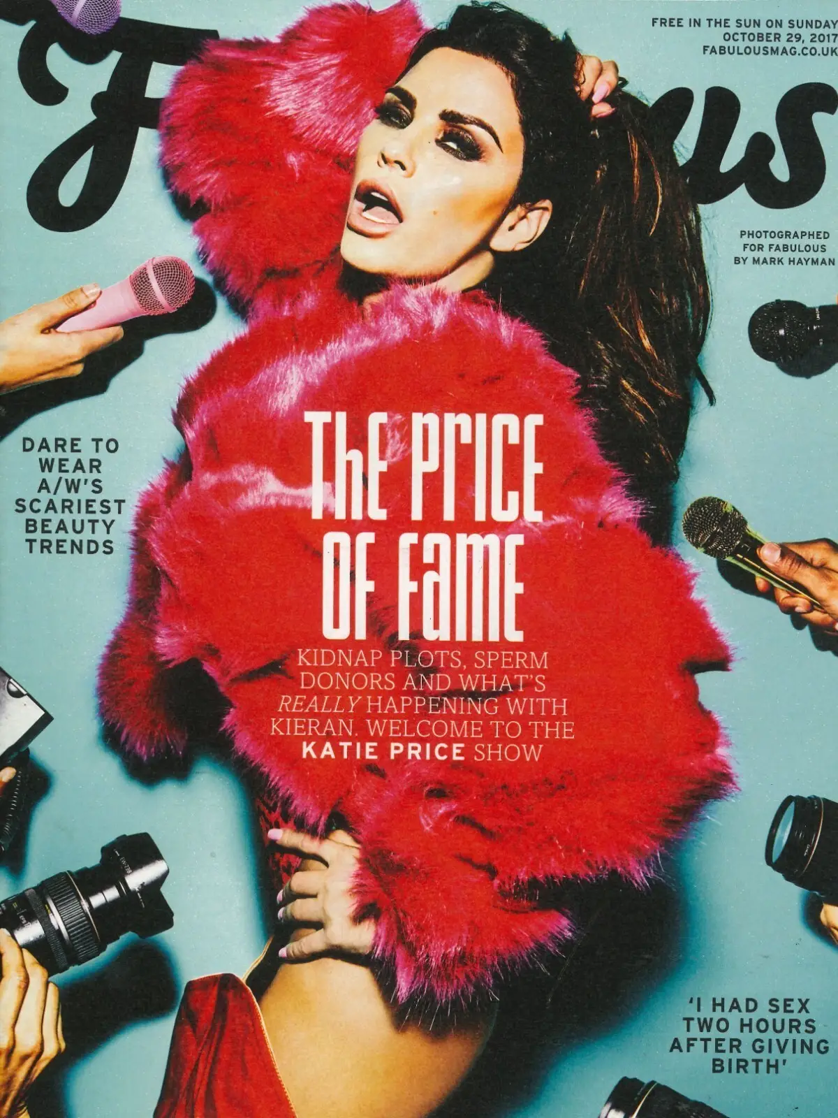 Fabulous Magazine: Katie Price, Jeff Brazier, Nicole Richie, Fashion, 29.10.17