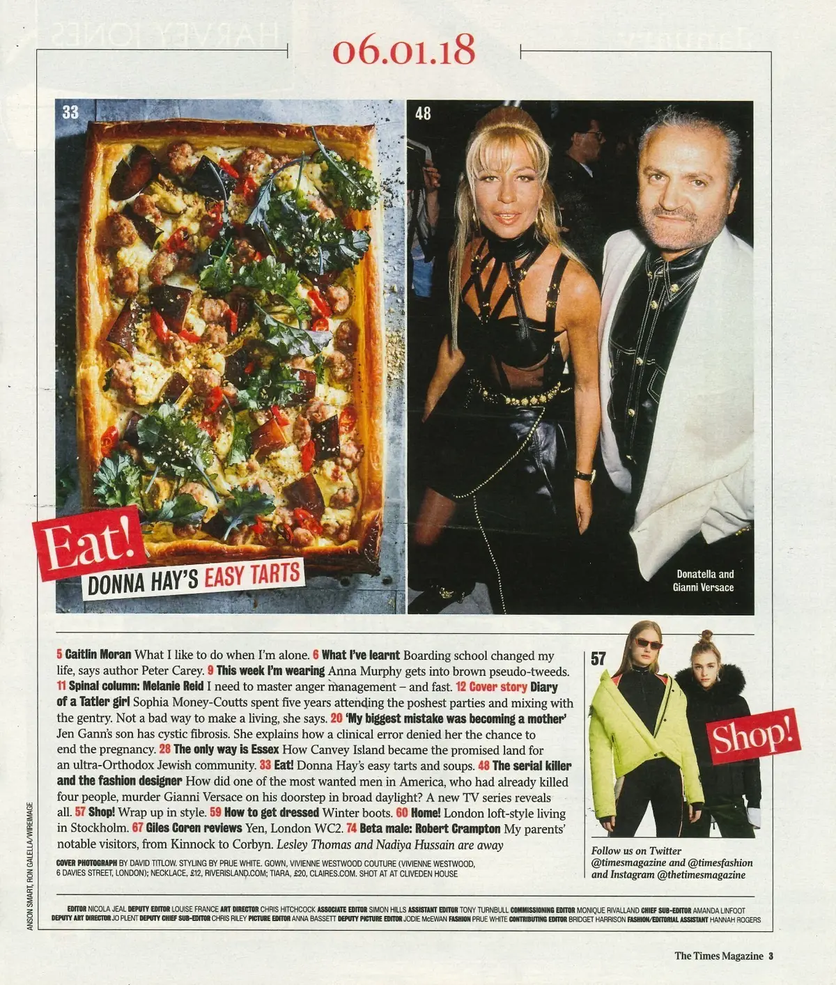 Times Magazine: Sophia Money-Coutts, Peter Carey, Gianni Versace, Fashion 6.1.18 - image 2 | Free standard UK delivery included | Discount Quality Products