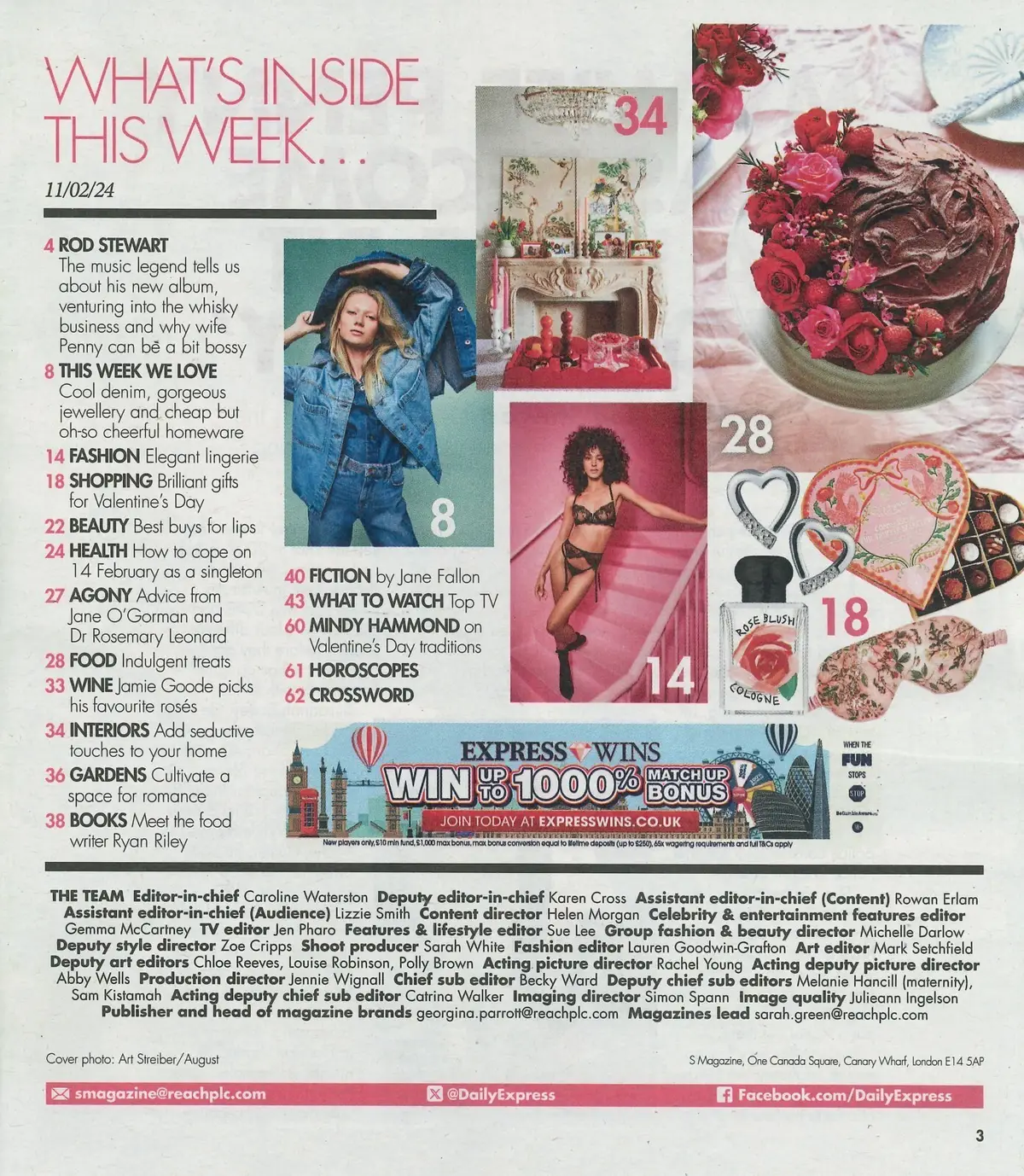 Sunday Express Magazine: Rod Stewart, Valentine's Special, Fashion, 11.2.24 - image 2 | Free standard UK delivery included | Discount Quality Products