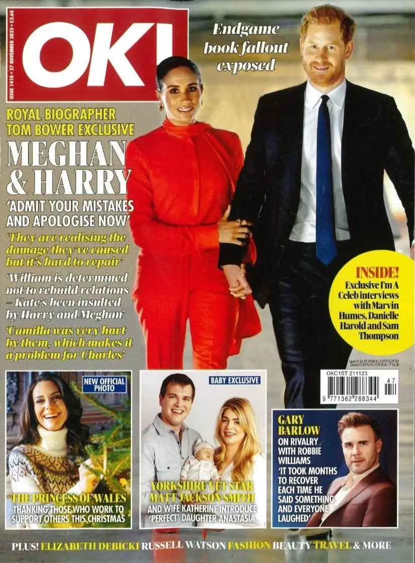 OK! Magazine: Meghan Markle, Prince Harry, Princess Kate, Gary Barlow, 27.11.23