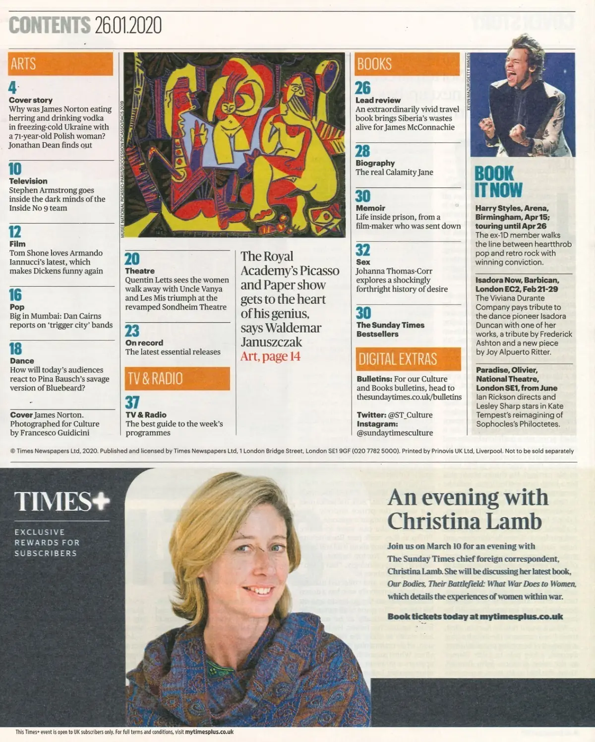 Sunday Times Culture Magazine: James Norton, Tom Shone, Pina Bausch, 26.1.20 - image 2 | Free standard UK delivery included | Discount Quality Products