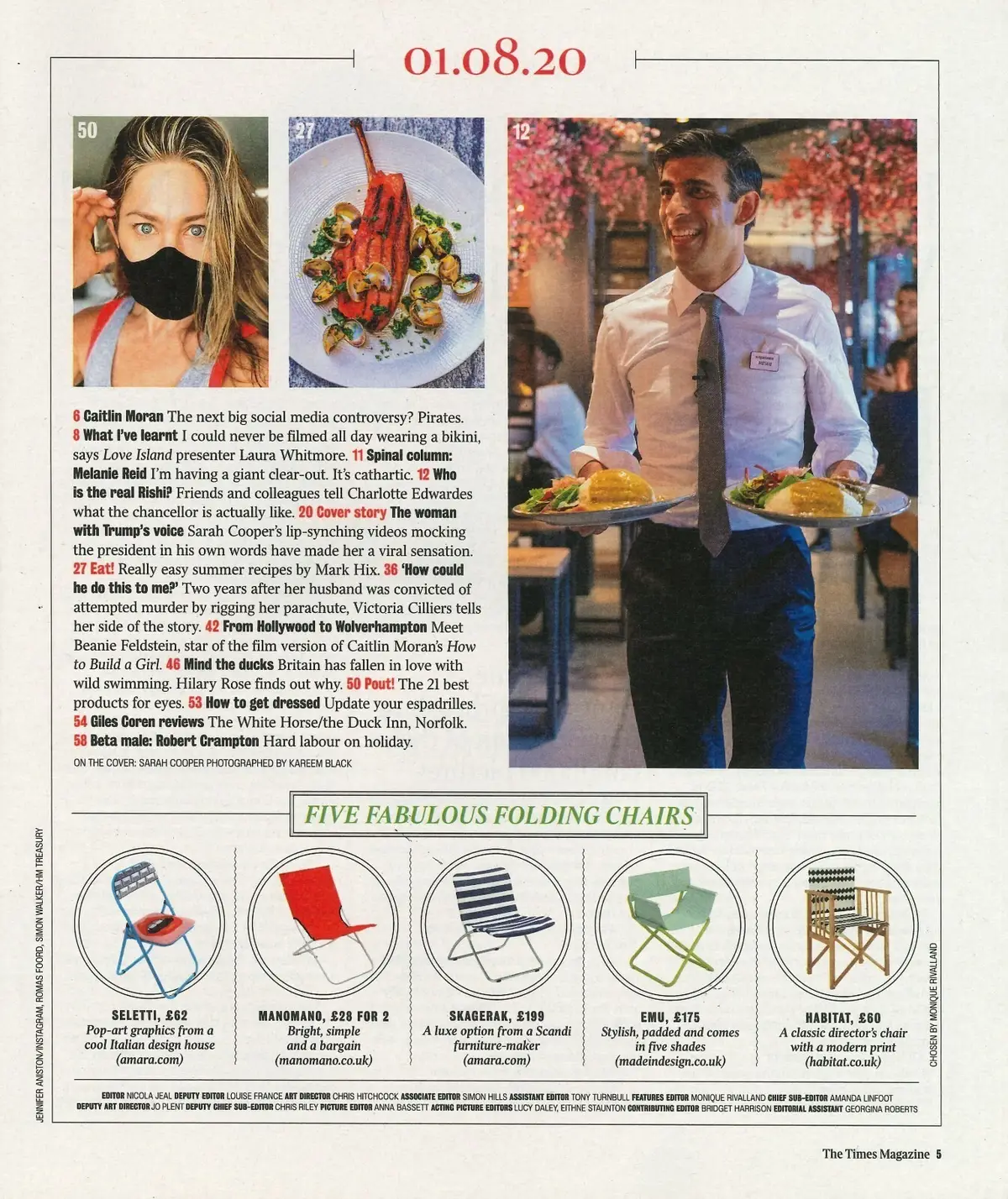 Times Magazine: Sarah Cooper, Laura Whitmore, Beanie Feldstein, G. Coren, 1.8.20 - image 2 | Free standard UK delivery included | Discount Quality Products