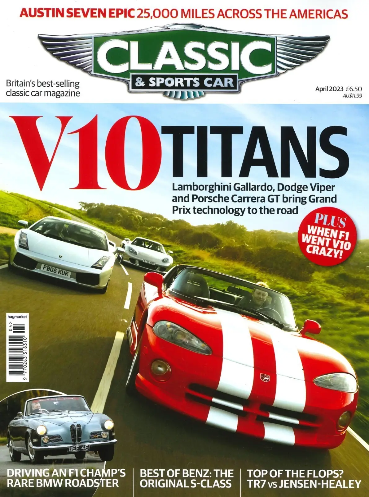 Classic &amp; Sports Car Magazine, Lambo Gallardo, Dodge Viper, Porsche, April 2023