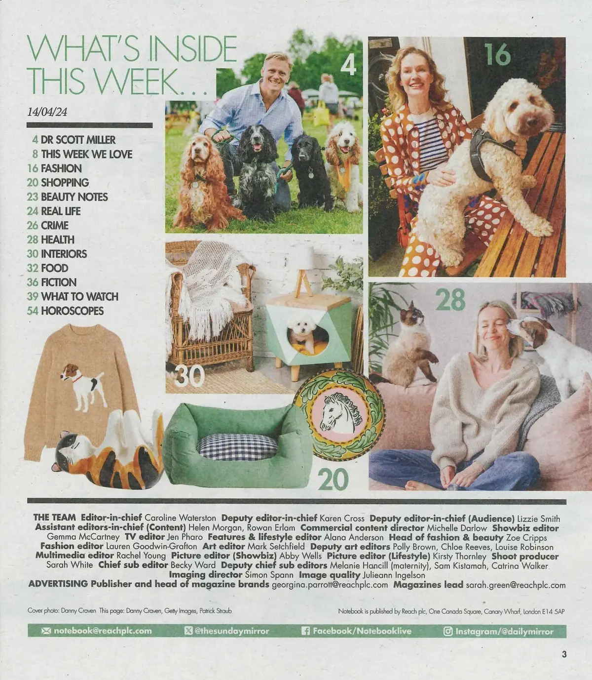 Sunday Mirror Notebook Magazine: Pet Special, Dr Scott Miller, Fashion, 14.4.24 - image 2 | Free standard UK delivery included | Discount Quality Products