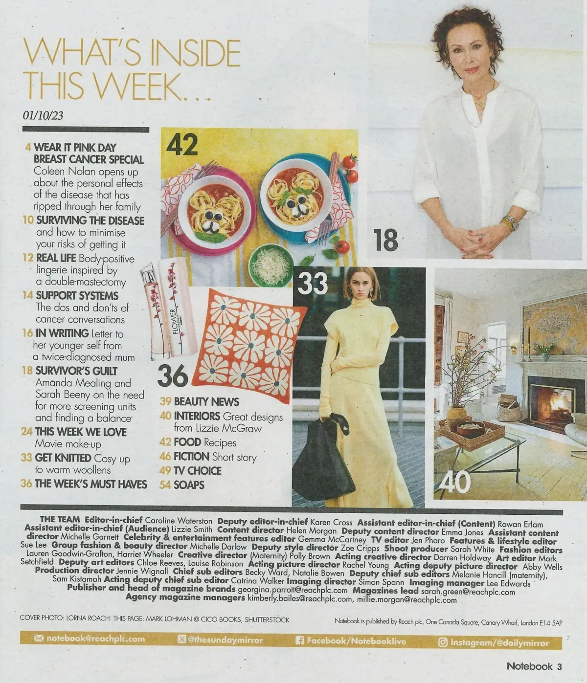 Sunday Mirror Notebook Magazine: Coleen Nolan, Amanda Mealing, Fashion, 1.10.23 - image 2 | Free standard UK delivery included | Discount Quality Products