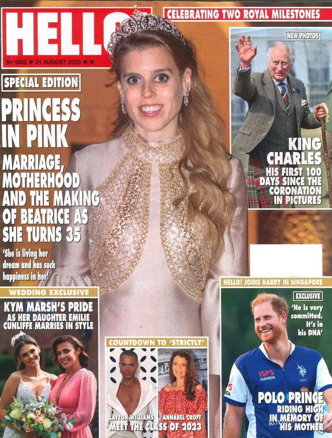 HELLO! Magazine King Charles, Prince, Princess, Kym Marsh, Ola Jordan 21.8.23