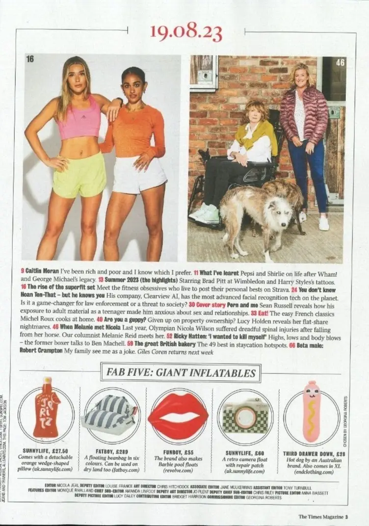 Times Magazine: Michel Roux, Catlin Moran, Pepsi & Shirlie, Robert C. 19.8.23 - image 2 | Free standard UK delivery included | Discount Quality Products