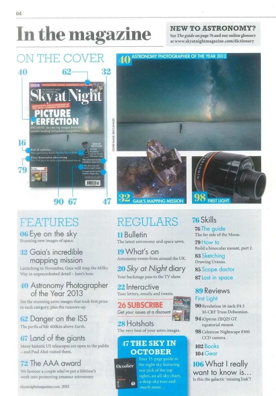 BBC Sky at Night Astronomy Magazine #101, Gaia, Milky Way, ISS, October 2013 - image 2 | Free standard UK delivery included | Discount Quality Products