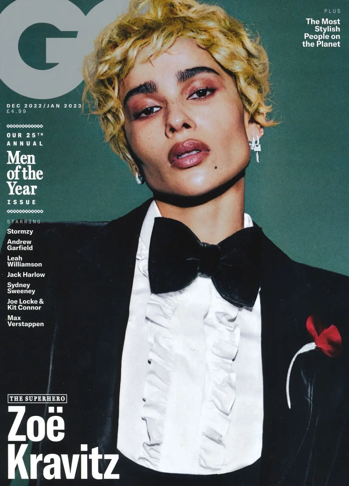 GQ Magazine; Zoe Kravitz, Joe Locke, Andy Garfield, Sydney Sweeney, Jan 2023