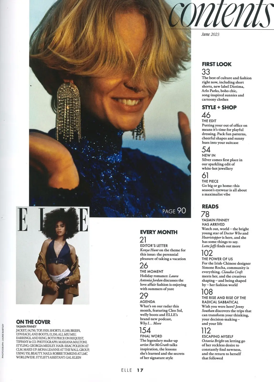 Elle Magazine, Yasmin Finney, Cleo Sol, Simone Rocha, Octavia Bright, June 2023 - image 2 | Free standard UK delivery included | Discount Quality Products