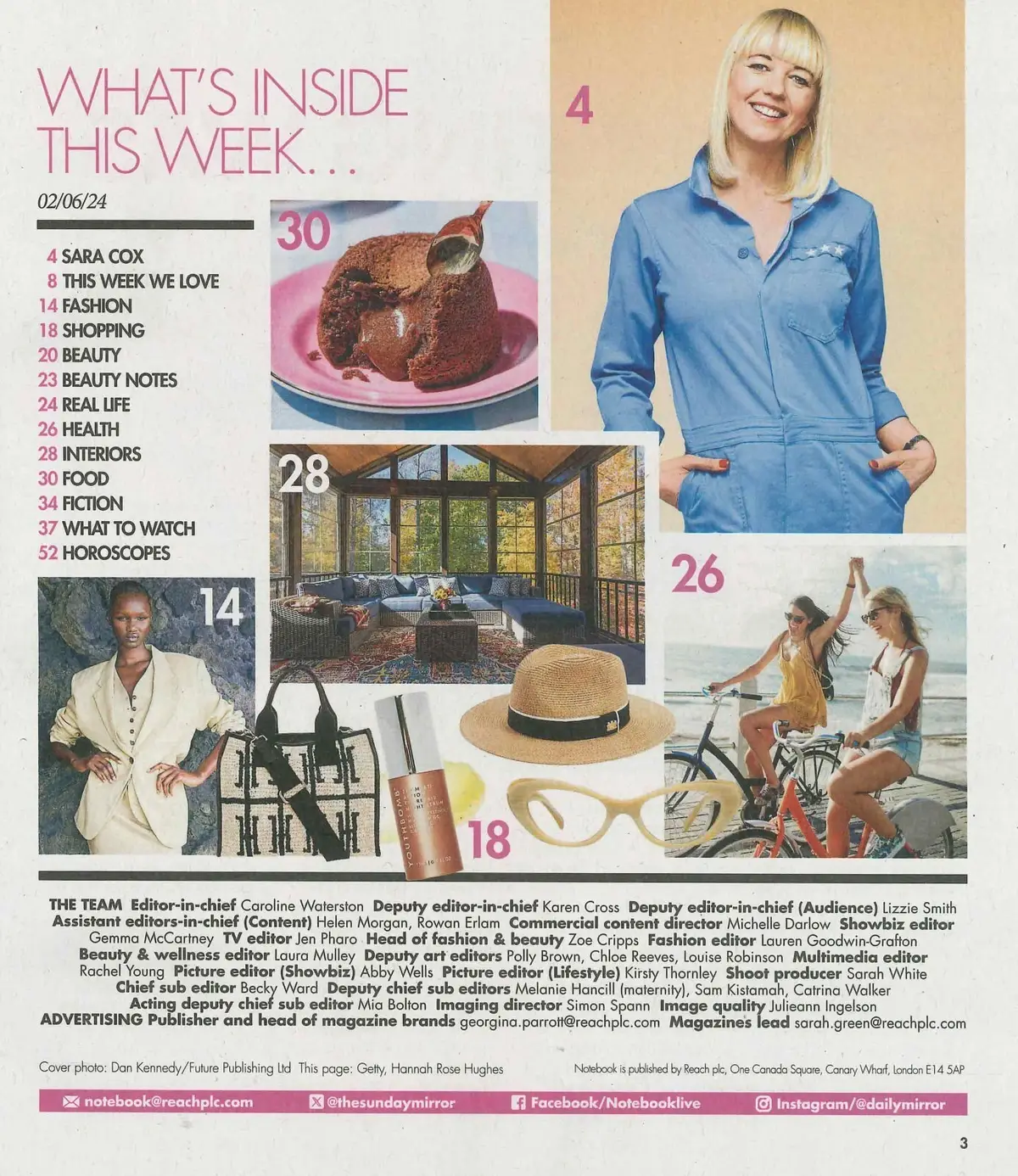 Sunday Mirror Notebook Magazine Sara Cox, Lynsey Crombie, Summer Fashion, 2.6.24 - image 2 | Free standard UK delivery included | Discount Quality Products