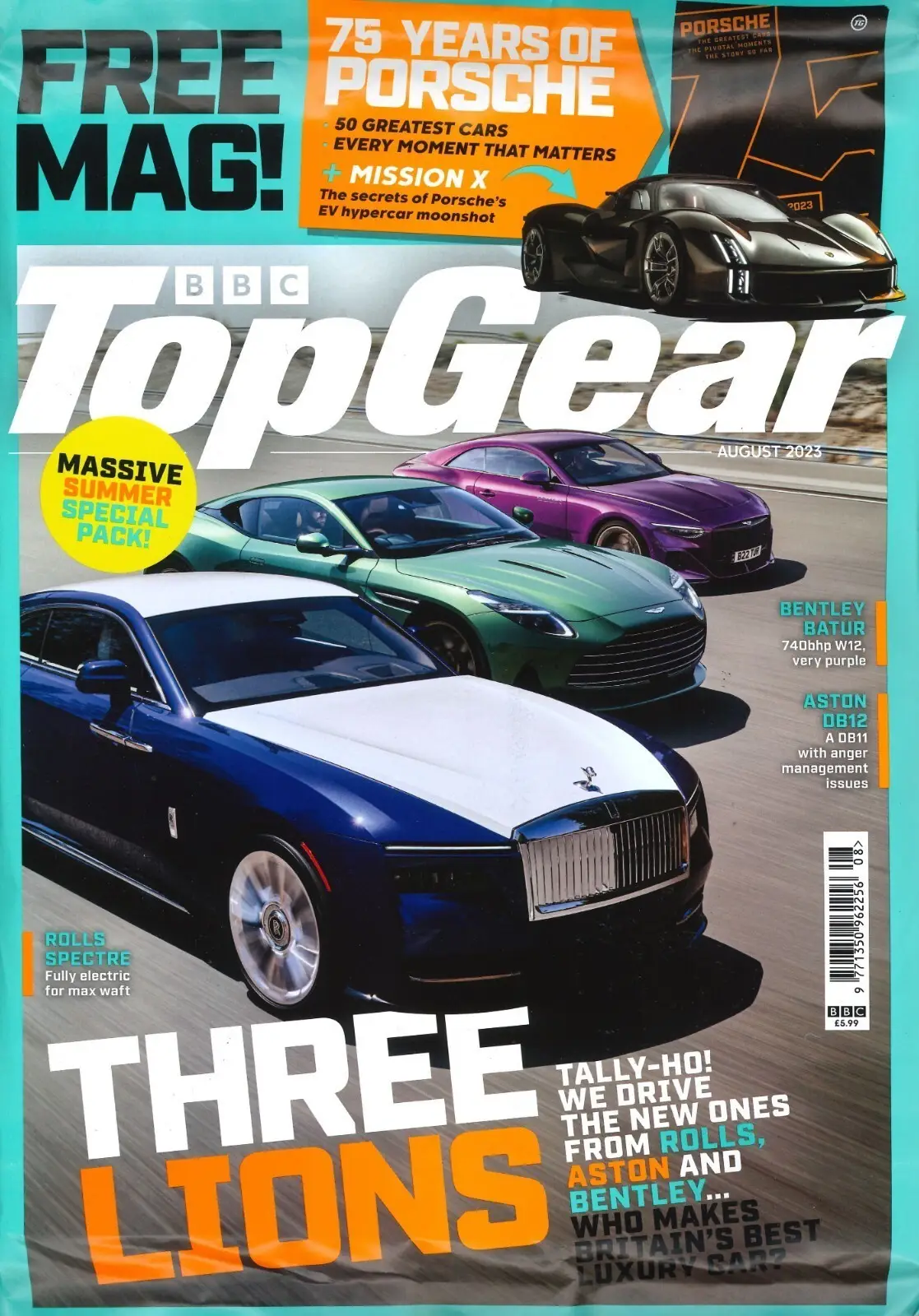BBC Top Gear Magazine #374, Free 32-Page Porsche Mag, Sports Cars, Aug 2023