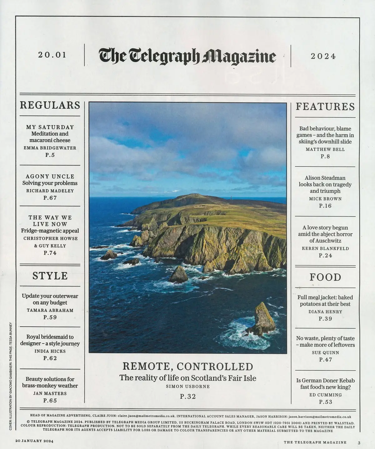 Telegraph Magazine: Emma Bridgewater, Alison Steadman, Richard Madeley, 20.1.24 - image 2 | Free standard UK delivery included | Discount Quality Products