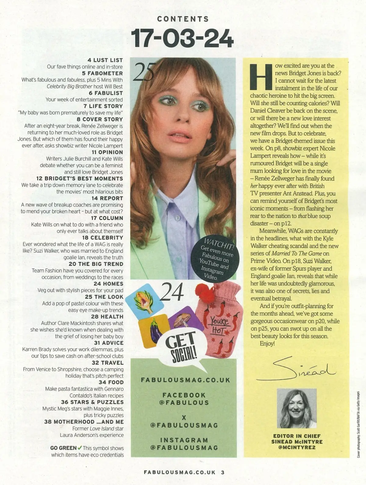 Fabulous Magazine: Renée Zellweger, Bridget Jones's Diary, Will Best, 17.3.24 - image 2 | Free standard UK delivery included | Discount Quality Products