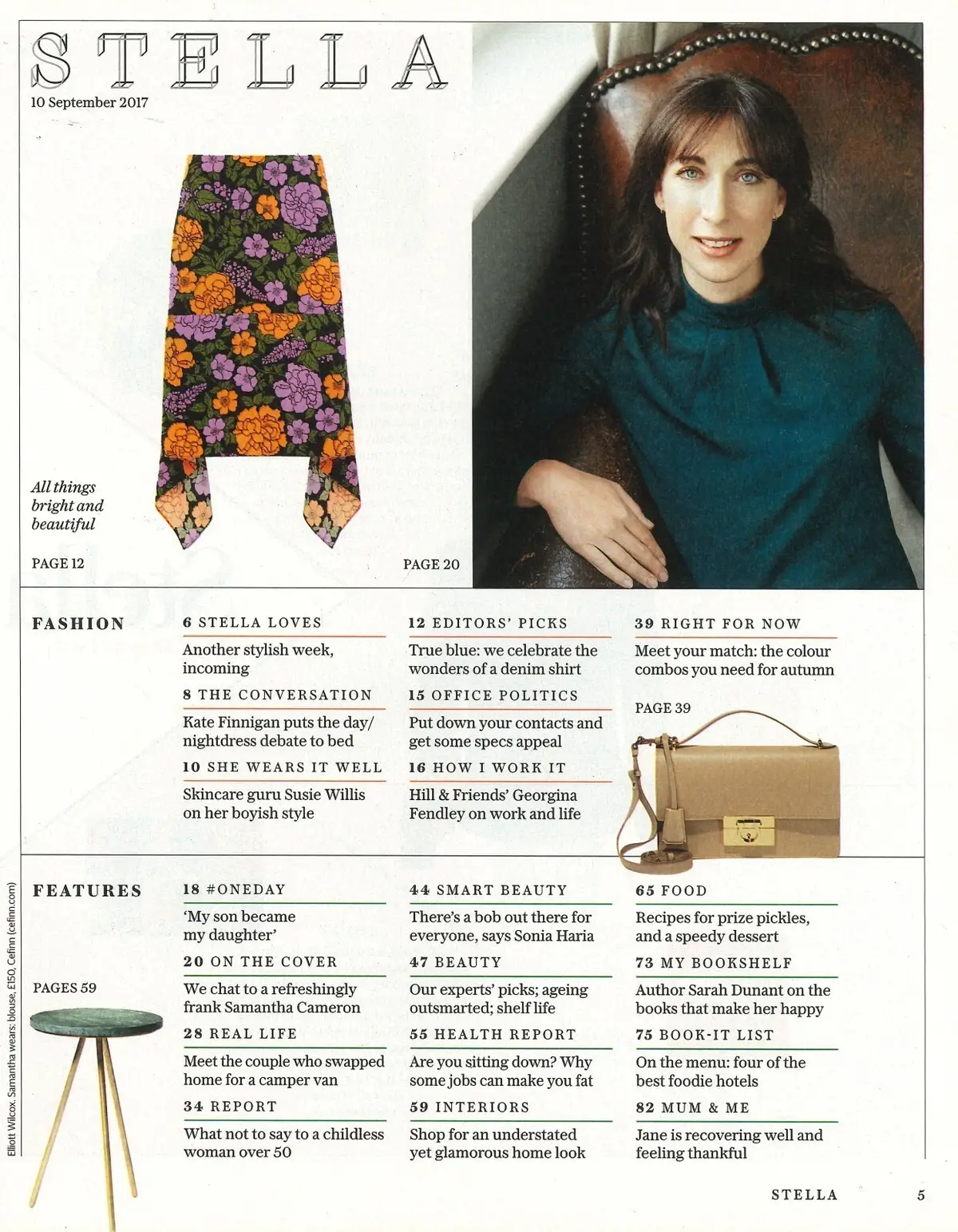 Stella Magazine: Samantha Cameron, Sarah Dunant, Sonia Haria, Fashion 10.9.17 - image 2 | Free standard UK delivery included | Discount Quality Products