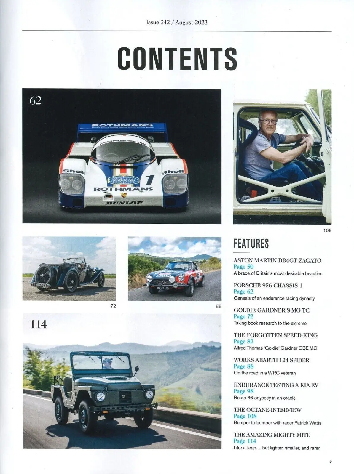 Octane Magazine #242, Aston Martin Zagato, Porsche 956, Abarth Spider, Aug 2023 - image 2 | Free standard UK delivery included | Discount Quality Products