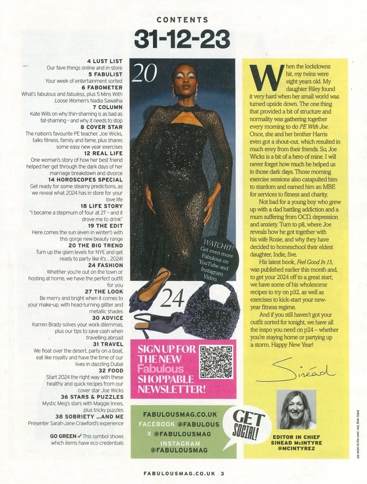 Fabulous Magazine: Joe Wicks, Nadia Sawalha, Sarah-Jane Crawford, Style 31.12.23 - image 2 | Free standard UK delivery included | Discount Quality Products
