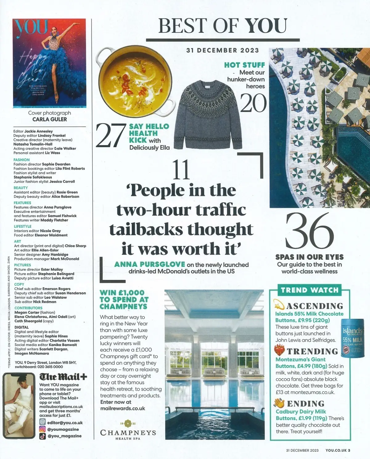 You Magazine Michelle Visage, Jessica Ennis-Hill, Nicky Winton, Fashion 31.12.23 - image 2 | Free standard UK delivery included | Discount Quality Products