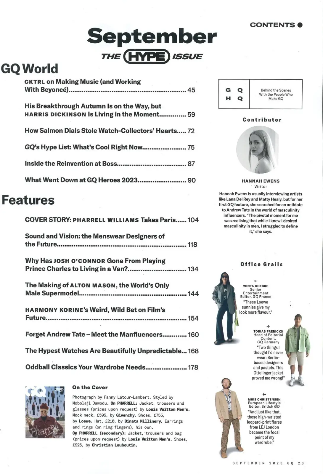 GQ Hype Magazine, Pharrell Williams, Harris Dickinson, Salmon Dials, Sept 2023 - image 2 | Free standard UK delivery included | Discount Quality Products