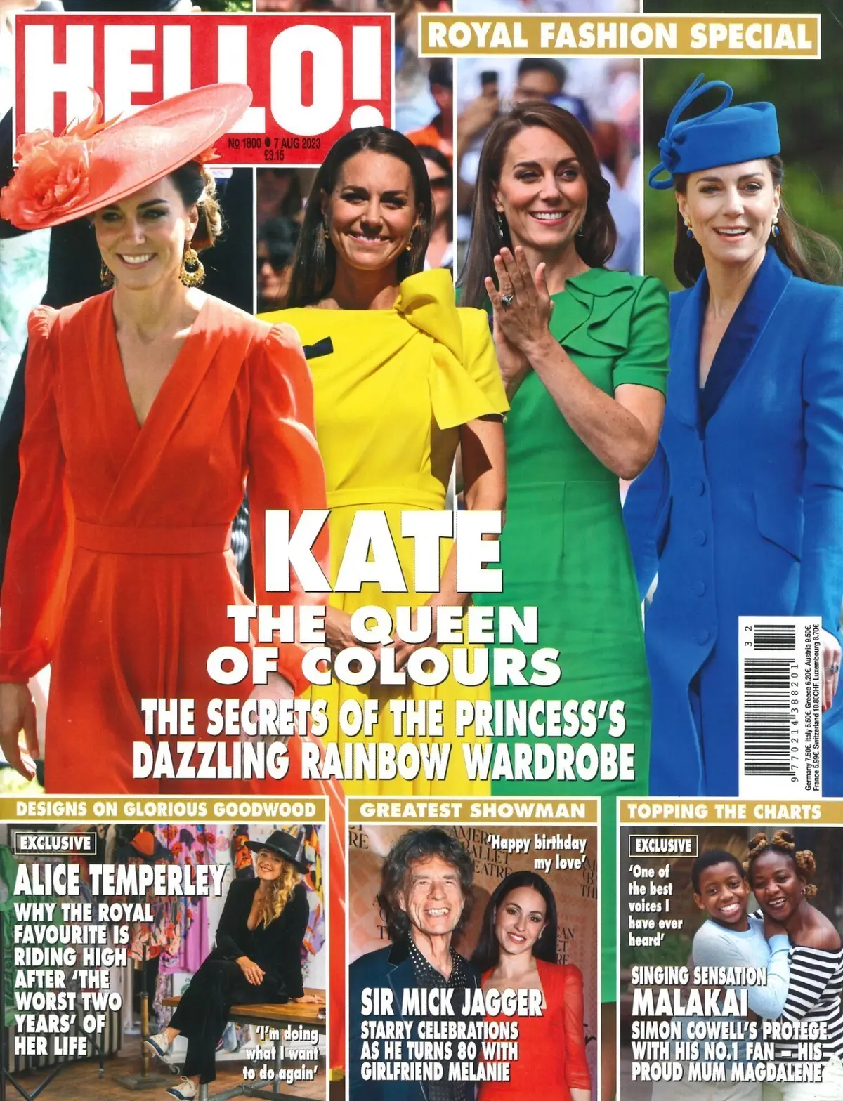 HELLO! Magazine, Kate Middleton, King Charles, Queen Camilla, Mick Jagger 7.8.23