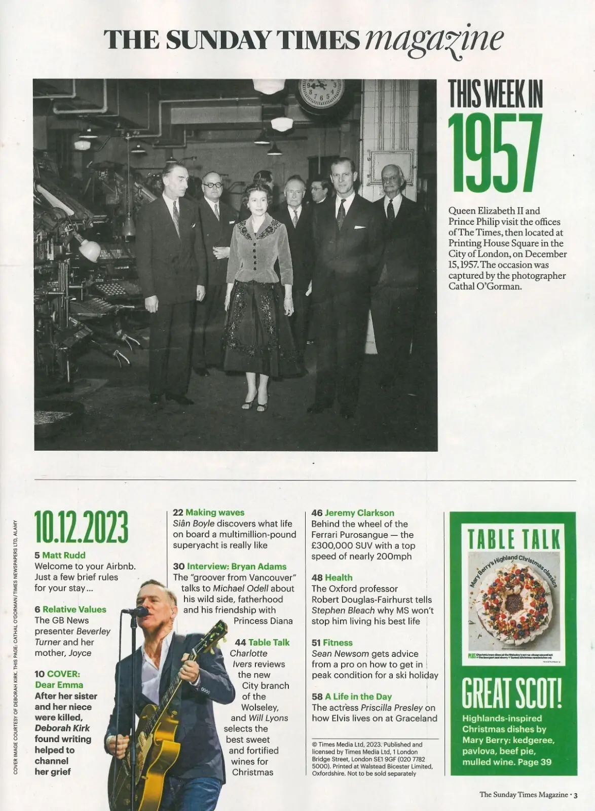 Sunday Times Magazine: Bryan Adams, Priscilla Presley, Jeremy Clarkson, 10.12.23 - image 2 | Free standard UK delivery included | Discount Quality Products
