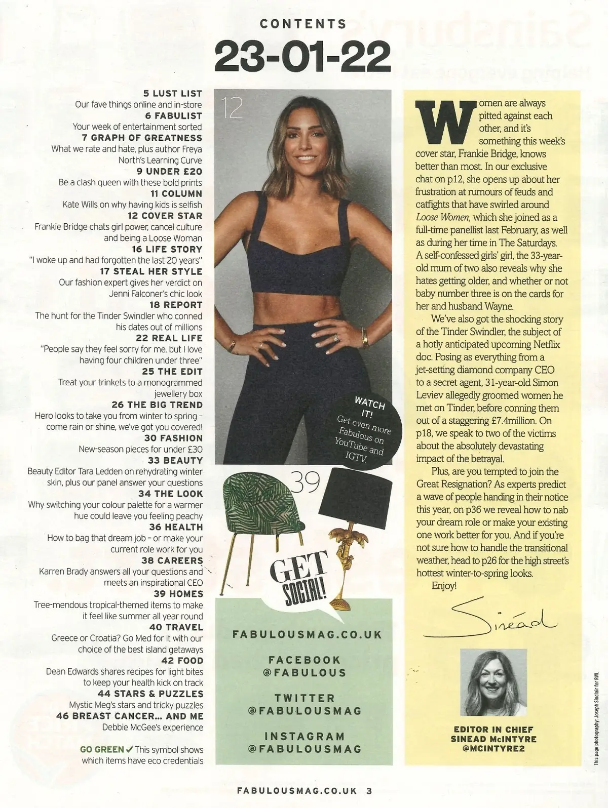 Fabulous Magazine, Frankie Bridge, Freya North, Debbie McGee, Fashion, 23.1.22 - image 2 | Free standard UK delivery included | Discount Quality Products