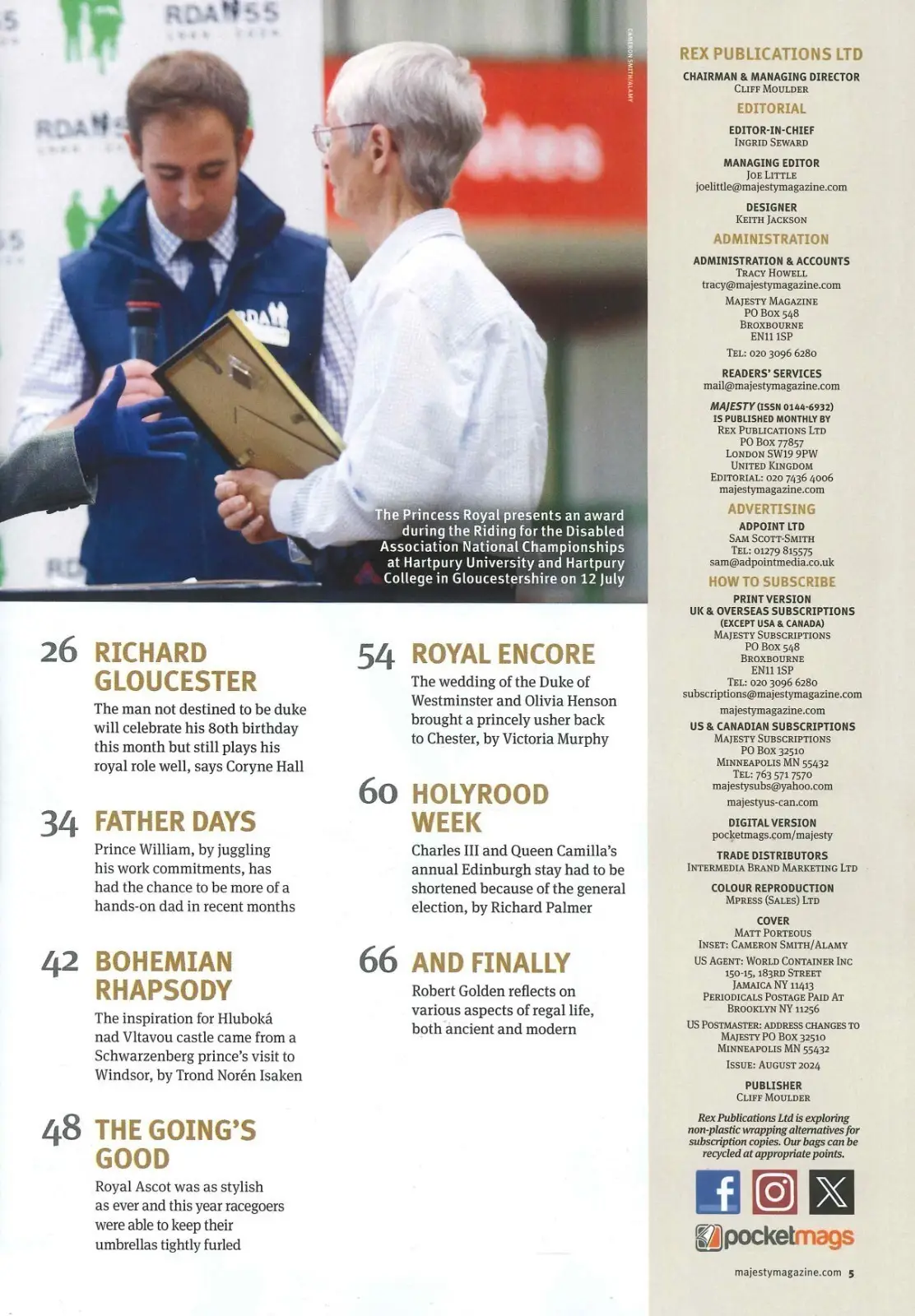 Majesty Magazine: Kate Middleton, Princess Royal Anne, King Charles, Aug 2024 - image 3 | Free standard UK delivery included | Discount Quality Products