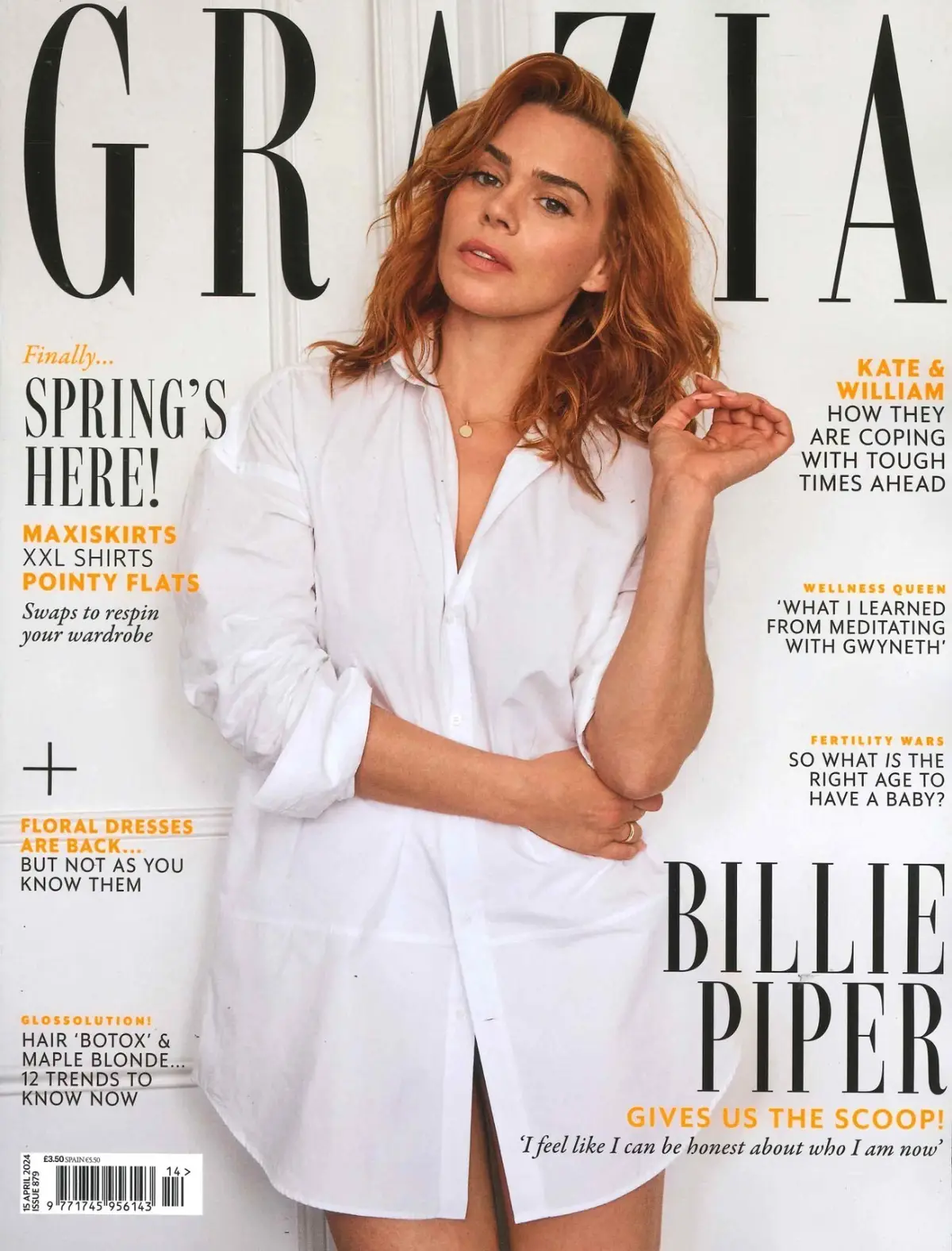 Grazia Magazine: Billie Piper, Prince William, Princess Kate, Fashion, 15.4.24