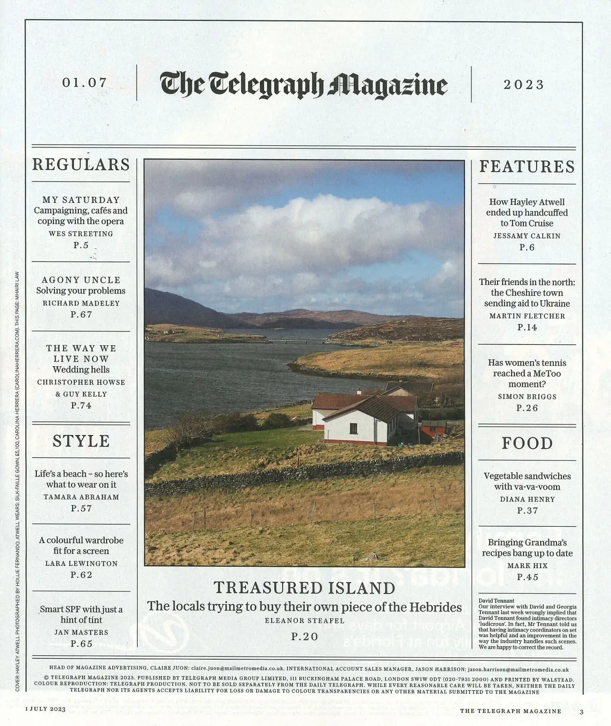 Telegraph Magazine, Haley Atwell, Tom Cruise, Brian Moore, W. Sitwell, 1.7.23 - image 2 | Free standard UK delivery included | Discount Quality Products