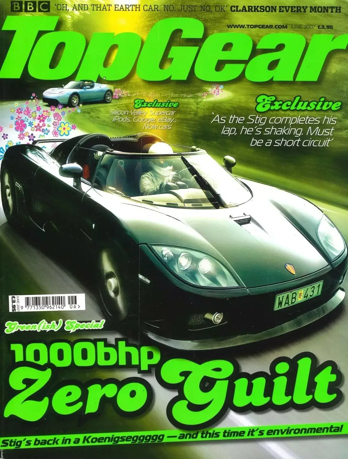 BBC Top Gear Magazine: Issue #166, Koenigsegg CCXR, Tesla Roadster, June 2007