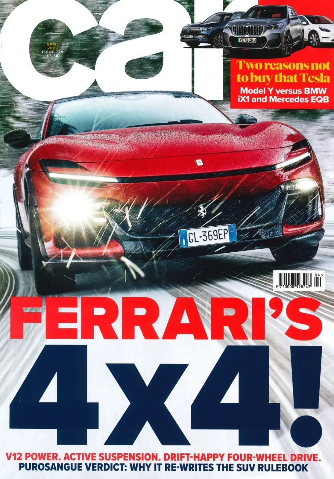 Car Magazine, Ferrari, BMW iX1, Tesla Model Y, Mercedes EQB, Audi, April 2023