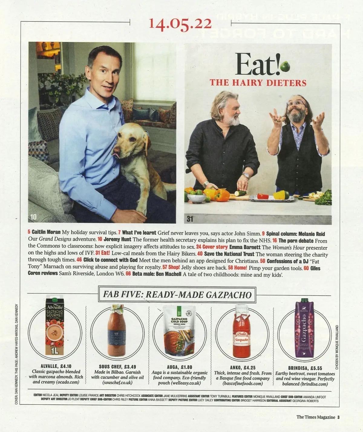 Times Magazine: Emma Barnett, Jeremy Hunt, John Simm, Giles Coren, 14.5.22 - image 2 | Free standard UK delivery included | Discount Quality Products