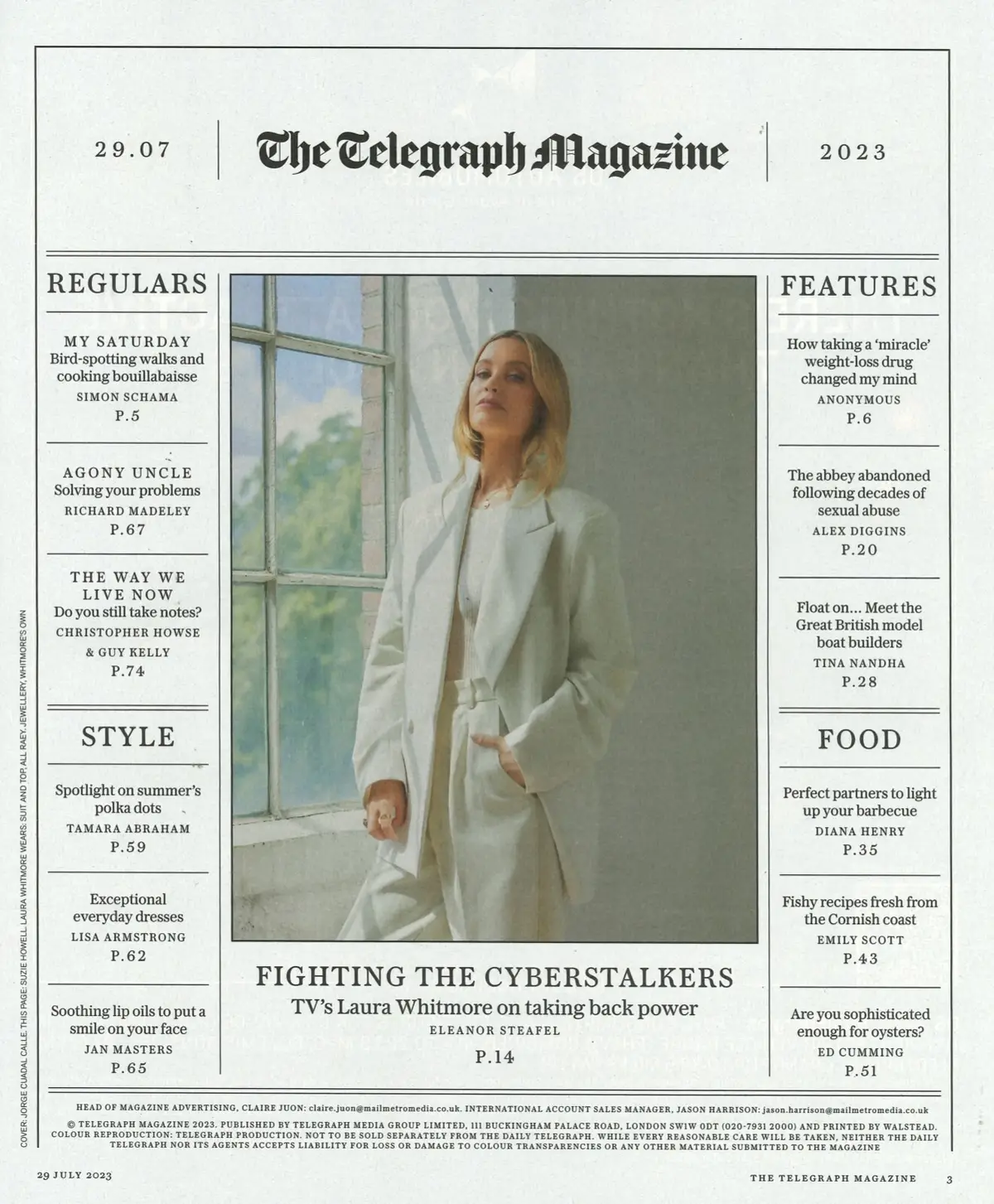 Telegraph Magazine, Laura Whitmore, Richard Madeley, William Sitwell, 29.7.23 - image 2 | Free standard UK delivery included | Discount Quality Products