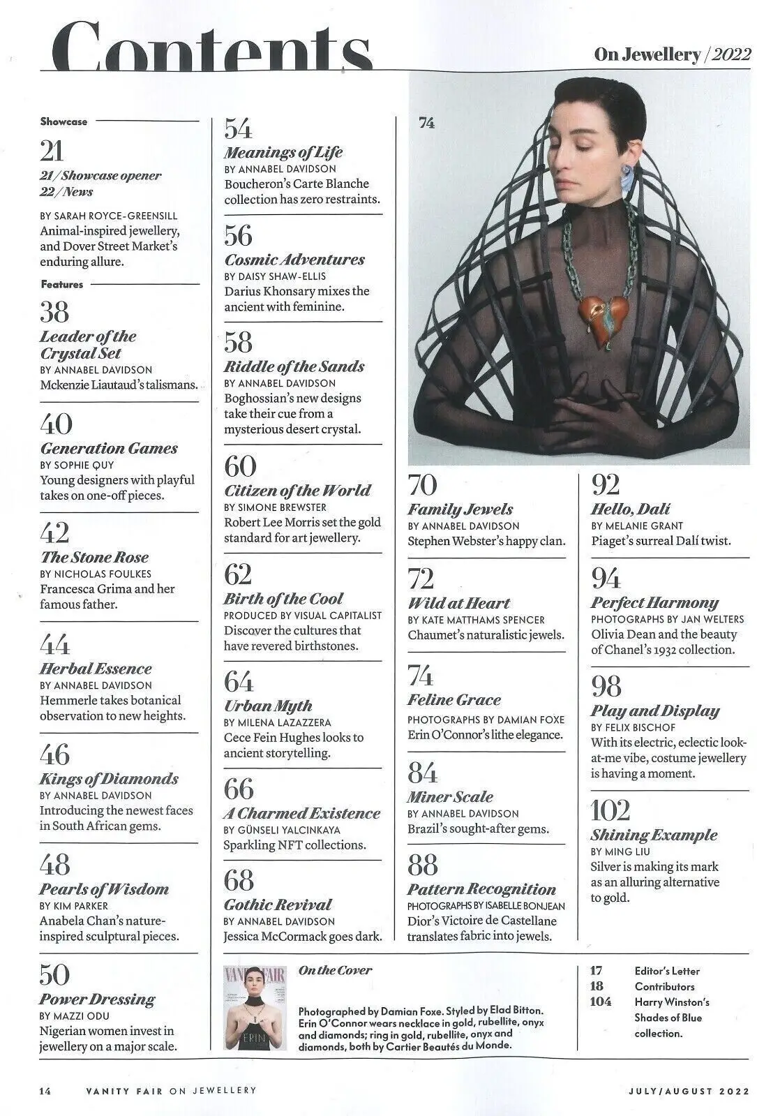 Vanity Fair Jewellery Magazine, Erin O'Connor, Francesca Grima, August 2022 - image 2 | Free standard UK delivery included | Discount Quality Products